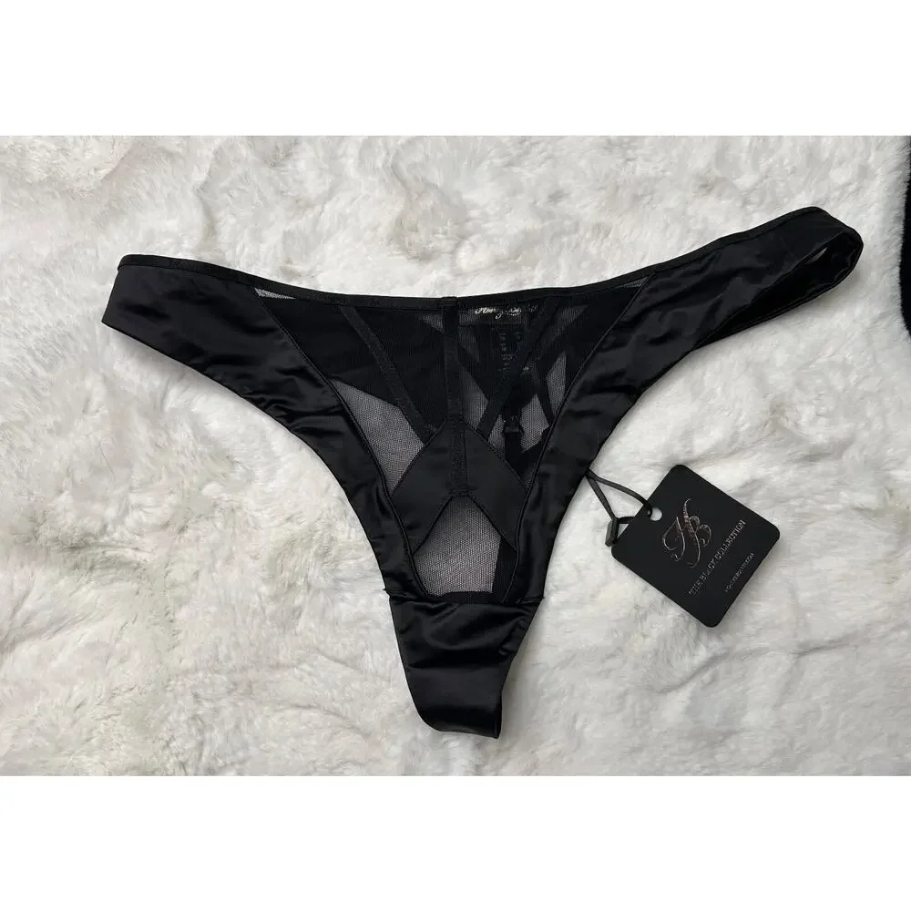 Honey Birdette VESNA🖤 Black Mesh Panel Thong Medium